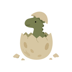 Cute Baby Dinosaur Hatching From Egg Illustration © olya