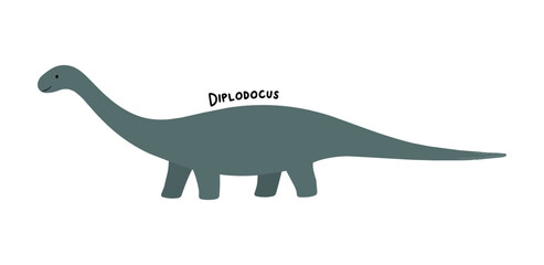 Cute Diplodocus Long Neck Dinosaur Illustration © olya