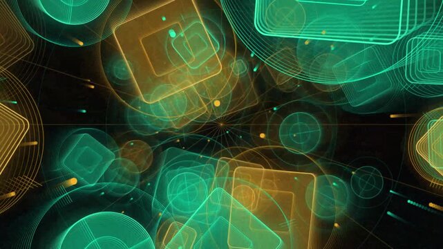 Abstract Dynamic Geometric Blueprint Radar Circle Motion Background Loop 4K Motion Video