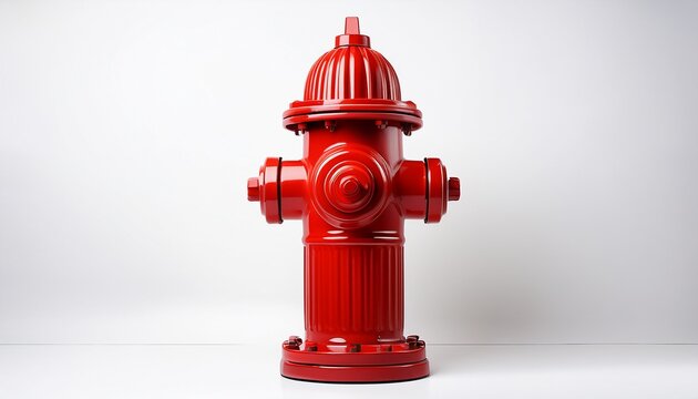 a vibrant red fire hydrant stands ready to serve in case of emergency isolated white background