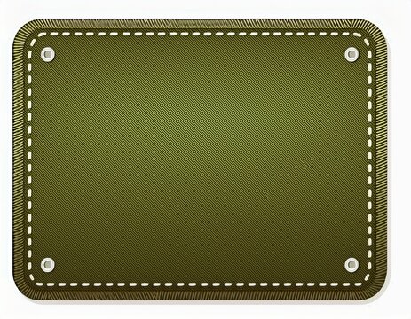 isolated khaki cotton textile patch with zig zag edge stitching on seamless background