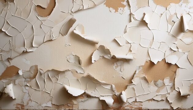 torn wallpaper background beige white ripped peeling paint backdrop wall