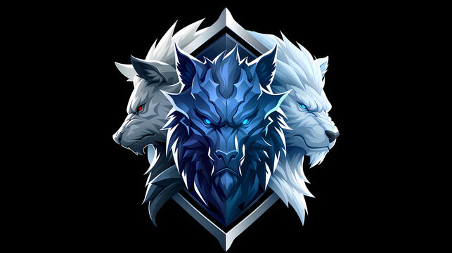 Wolf Shield Mascot Logo Esports Gaming Team Tribal Beast Crest Badge Vector