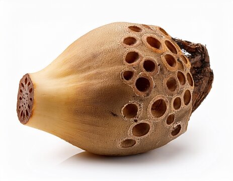 whole lotus root isolated on a white background