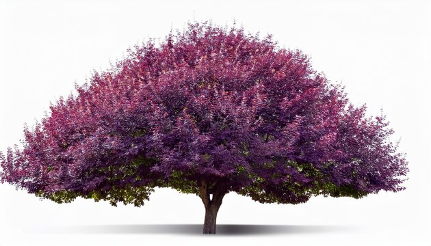 Judas Tree Cercis Siliquastrum With Purple Leaves Isolated On Transparent Background For Landscape Design
