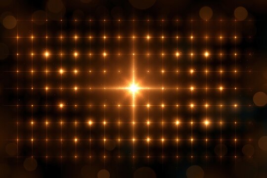 Calendar grid with glowing gold points and a bright center on a dark background, suggesting year-end planning, business timing, and New Year celebration.