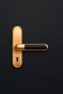 Gold door handle with black lever on a dark background for office closure or out of office notice design.
