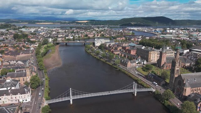 River Ness flows through the historic cit of Inverness in Scotland