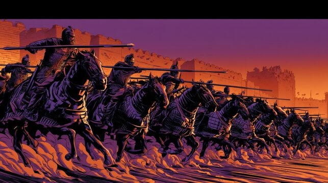 Byzantine Cataphract Cavalry Full Plate Armor Charge Comic Art