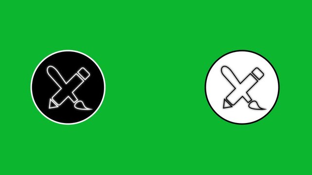 Graphic design icon animation on black and white circles with green screen chroma key background motion graphic.