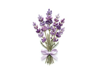 Obraz premium Lavender bouquet with purple flowers tied with ribbon bow
