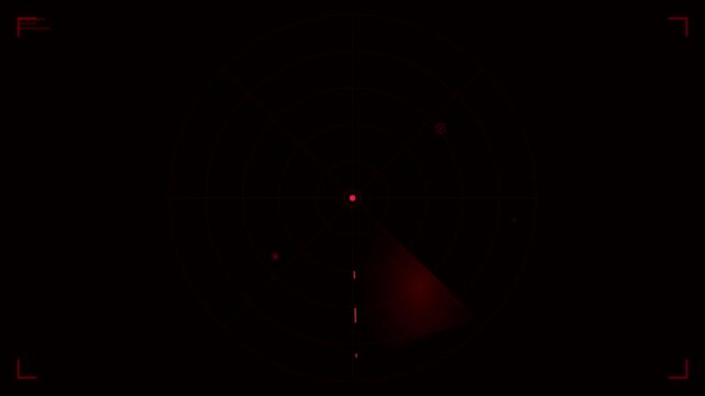 crimson red tech scanning radar vector animation overlay
