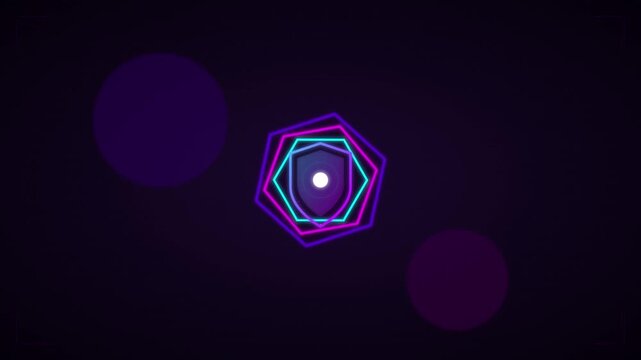 cyber security shield protection lock neon visual