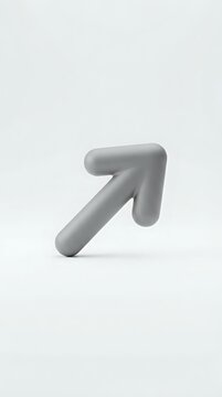 Gray rounded arrow pointing northeast on white background