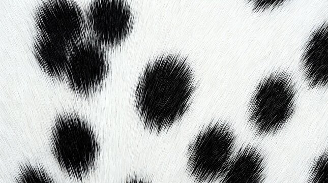 Black spots on white fur texture resembling dalmatian coat pattern