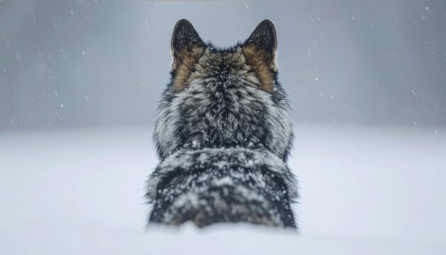 Wolf Rear Head In Snowstorm Winter Background3