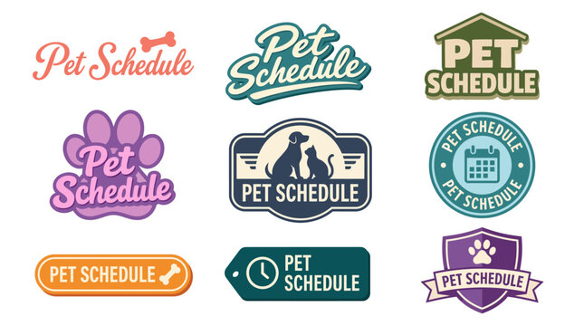 This compilation includes logos designed for pet scheduling applications and services, presenting a playful yet professional approach to managing pet care and appointments.