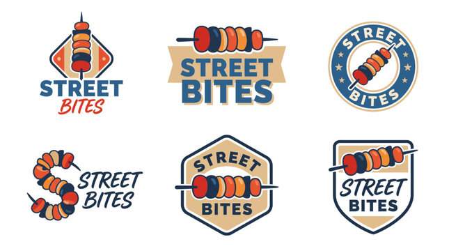 This collection features vibrant logo designs for 'Street Bites,' emphasizing street food culture and the delightful experience of enjoying delicious snacks on the go.