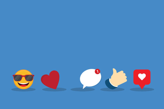 Online Community Interaction Icons with Love Like and Feedback