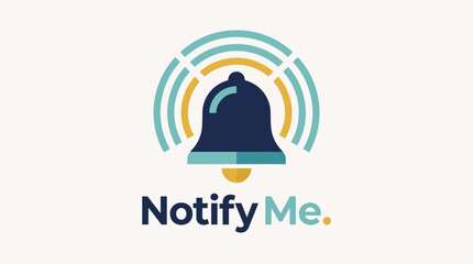 Fototapeta premium This logo design showcases the 'Notify Me' concept, featuring a dynamic bell icon and wave signals, representing timely notifications and modern communication technology.