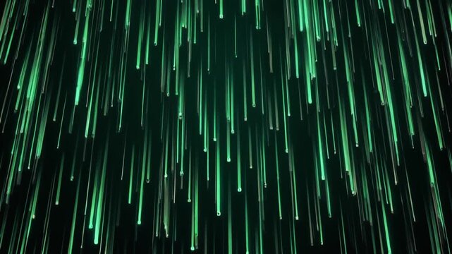 Emerald digital rain cascading down a dark background