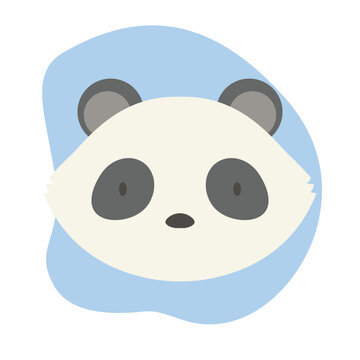 Cute Panda Face Vector Illustration, Isolated on Blue Background
