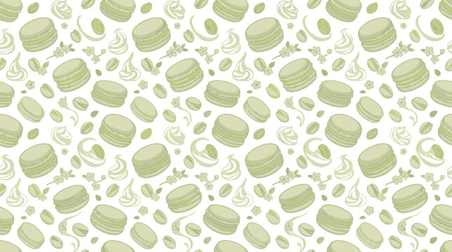 Green Macaron Pattern Isolated