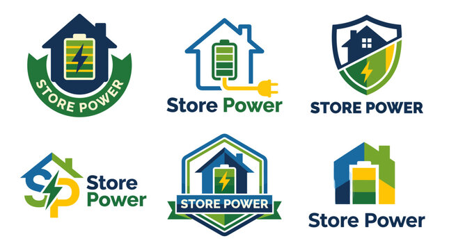 A creative array of store power logos designed to represent energy solutions with bold, modern designs that can resonate with environmentally conscious consumers.