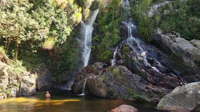 Waterfall Cachoeiras do Ouro in Vale da Gurita, Delfin&oacute;polis, Serra da Canastra region, Minas Gerais, Brazil