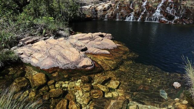Waterfall in Serra da Canastra region - Delfin&oacute;polis, Minas Gerais, Brazil