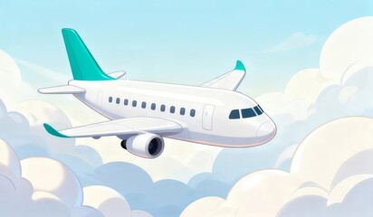 Fototapeta premium Modern passenger jet soaring above clouds, symbolizing global travel and business expansion
