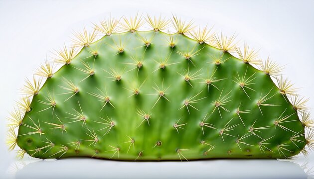 Isolated Fresh Green Prickly Pear Cactus Pad With Glochids Ready For Propagation Or Planting