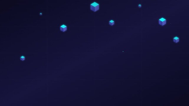 flat tech indigo cube bursting motion background