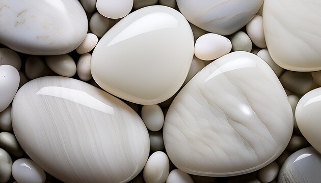 A Background Of Smooth Polished Moonstone With A Milky White Tone And A Soft Glow White Pebbles Background