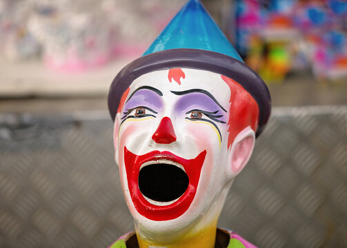Painted Clown Figurine On Sideshow Alley At A country Show
