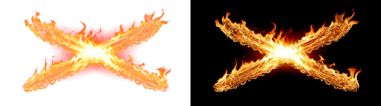 Crossed Flaming Barbecue Tongs Fire Burst Crest, Blazing BBQ Grill Symbol Overlay Isolated on Transparent Background