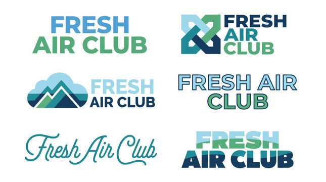 A versatile collection of logo designs for 'Fresh Air Club', showcasing eco-friendly themes with modern aesthetics, perfect for wellness and outdoor activities.