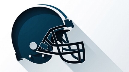 Fototapeta premium American football helmet icon in paper cut style. Isolated side view graphic, safe headgear for team sports. Minimalist design, clean visual for sports related concepts or print.