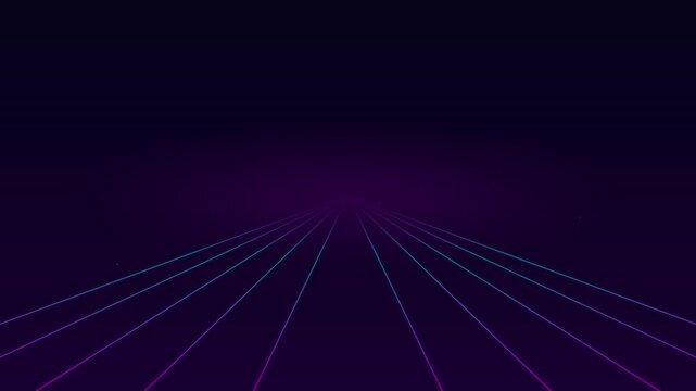 Futuristic Retro Synthwave Neon Grid Floor Moving Loop