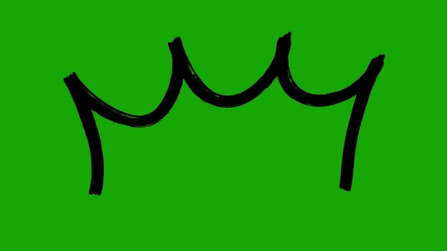 Stop Motion Hand Drawn Crown on Green Screen, Comic Royalty Animation, 4K Horizontal Video