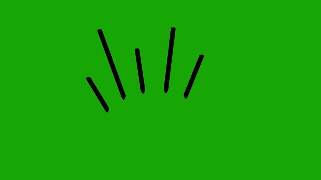 Black Hand Drawn Motion Lines on Green Screen, Comic Speed Lines Animation, 4K Horizontal Video