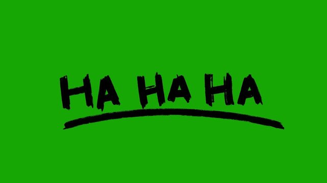 Black Hand Drawn Haha Text with Underline on Green Screen, Comic Animation, 4K Horizontal Video
