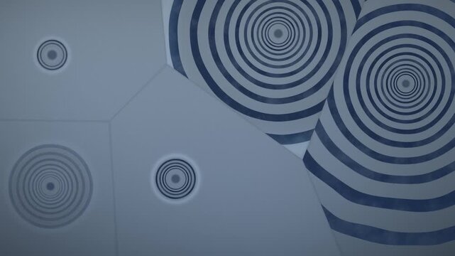 Liesegang Rings In Gel, Periodic Precipitation Bands Growing And Dissolving, Sepia Chemistry Pattern Seamless Loop in soft blue tones