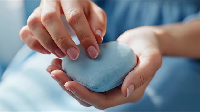 Woman holding heart shaped object close up emotional feelings concept