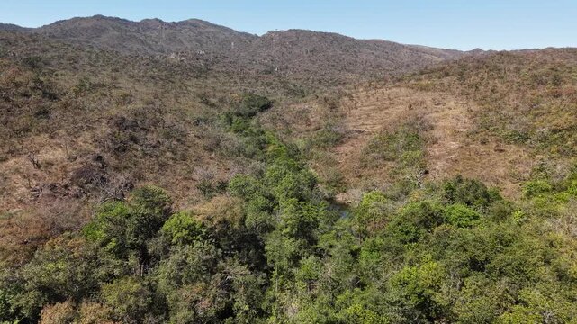 Drone view of the mountains of Serra da Canastra, in Minas Gerais