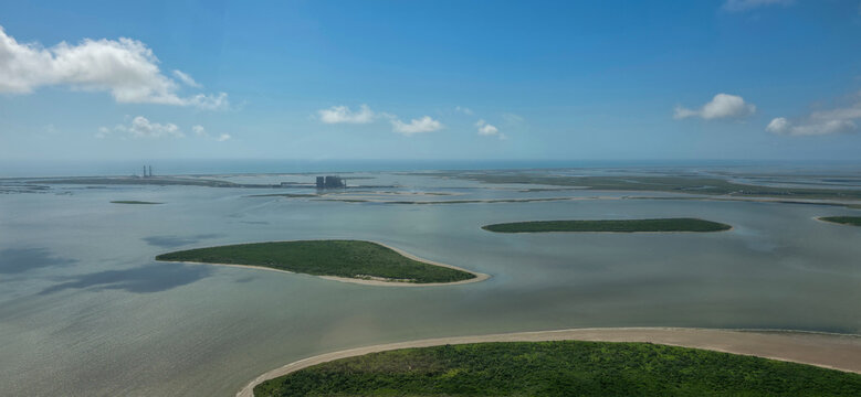 Aerial view of South Bay near Boca Chica in Cameron County, Texas