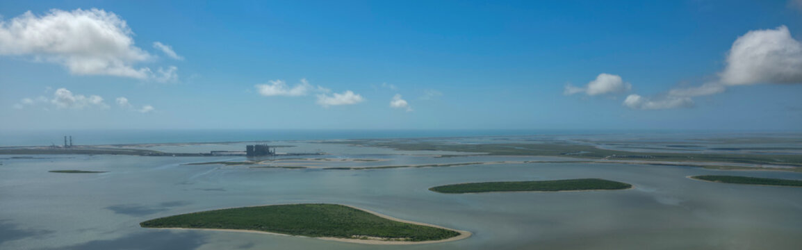 Aerial view of South Bay near Boca Chica in Cameron County, Texas