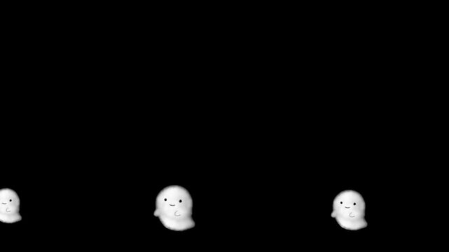 画面下を右から左へ移動するお化けのフレーム背景アニメーション