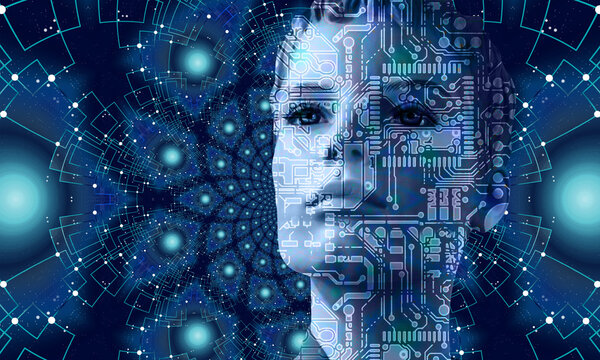 abstract technology background Ai robot human 