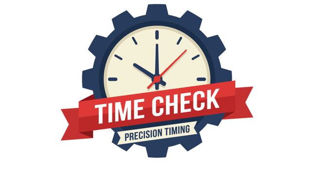 This imaginative clock design features gears and a bold font emphasizing precision timing, ideal for conveying punctuality and efficiency in scheduling contexts.